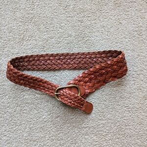 Braided Leather Belt in Brown